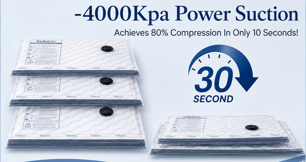 Compressed Valoryc vacuum bags stacked flat