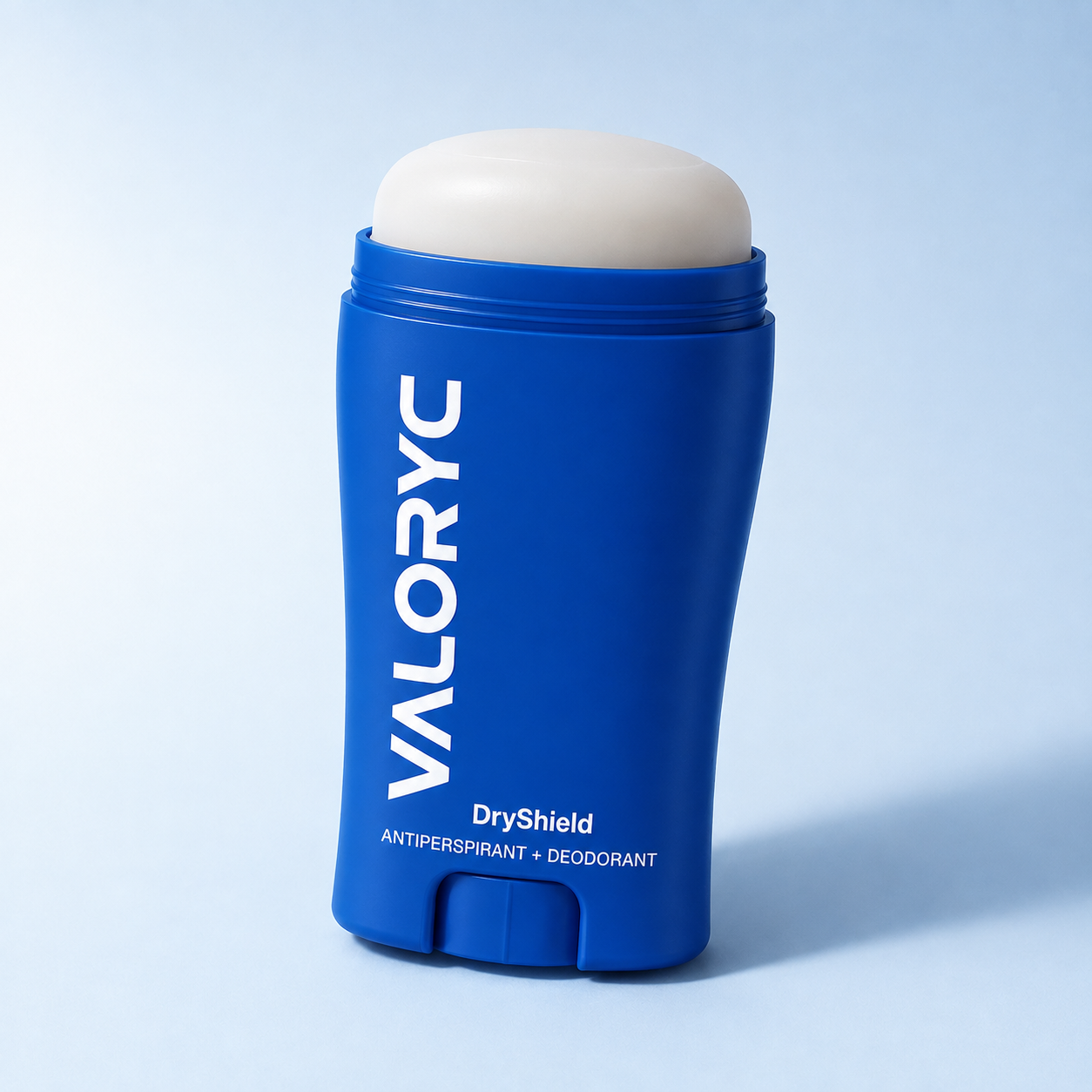DryShield stick with cap off showing the smooth glide dome