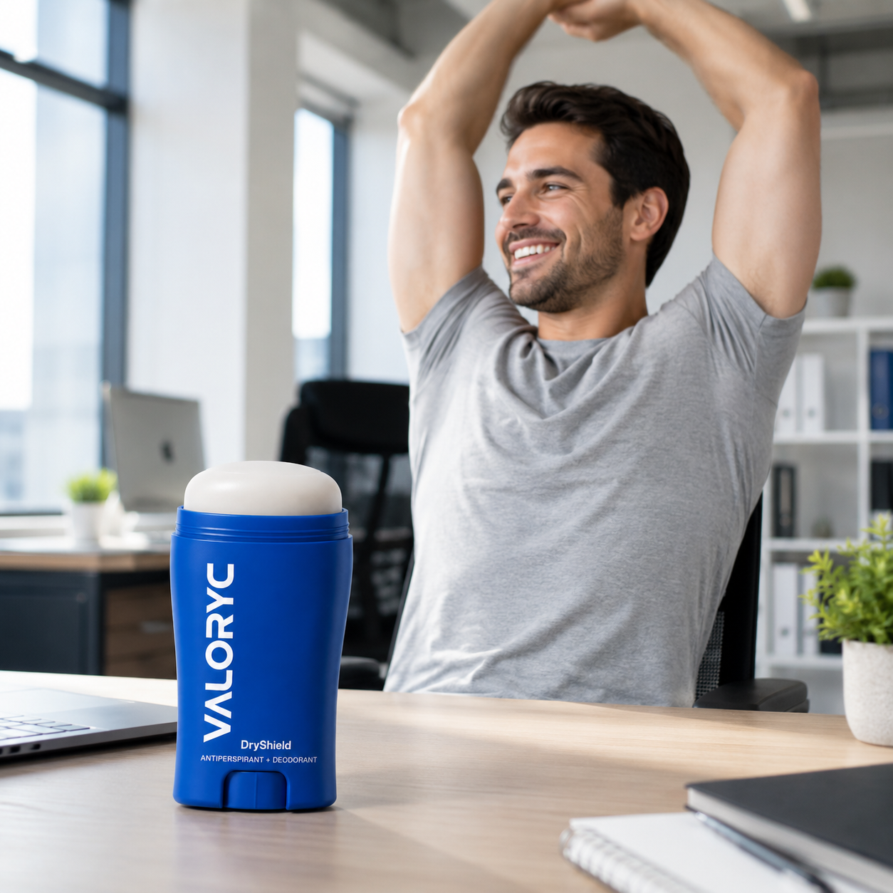 Dry underarms at the office with Valoryc DryShield